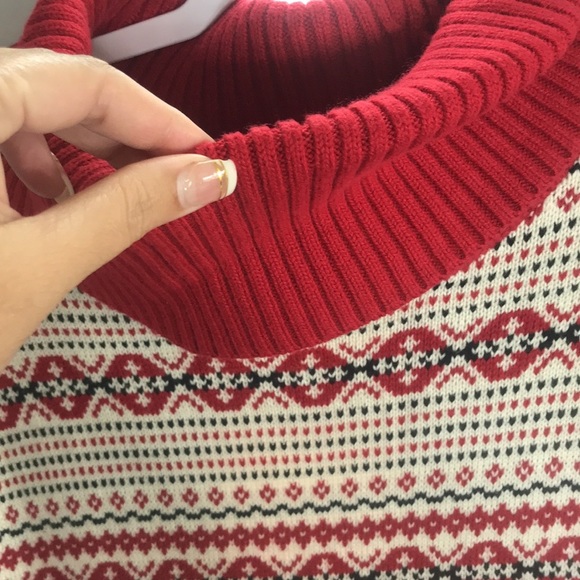 New Tommy Hilfiger Nordic RED CREAM SWEATER WOMENS TOP M - Picture 7 of 8